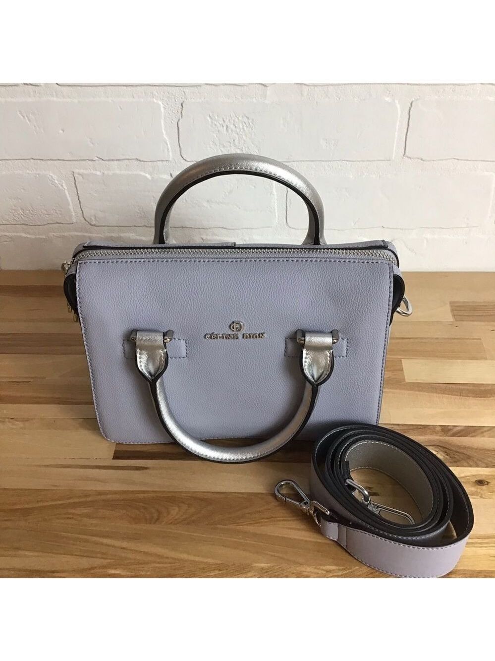 𝅺CELINE Dion mini bag purse silver grey crossbody bag handbag